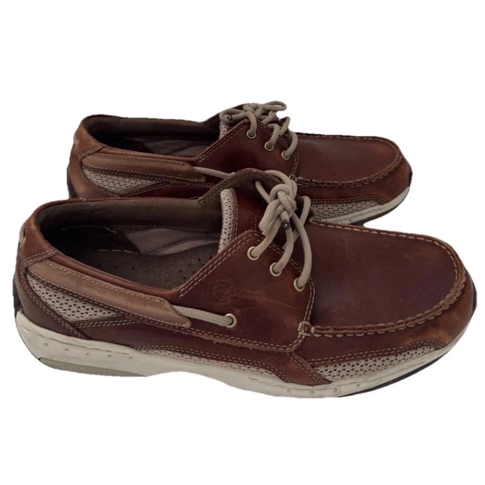 Dunham Mens Brown Leather Captain Boat Shoe Loafers Slip-ons, 8 2E Wide, EUC